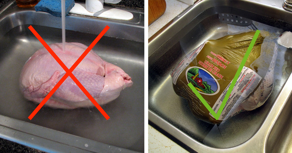 thawing turkey in kitchen sink