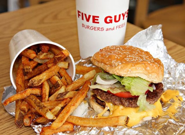 Five guys burgers and fries cheeseburger