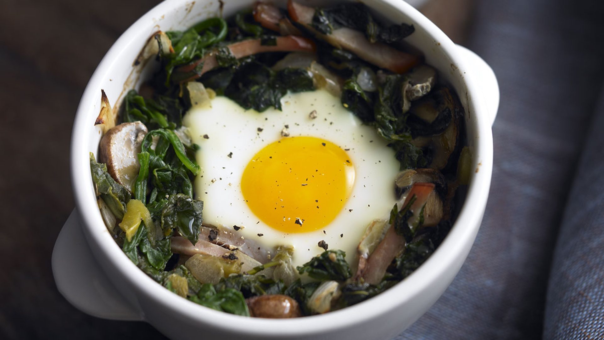 Baked Egg With Mushrooms And Spinach Recipe Eat This Not That