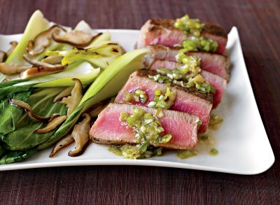 Paleo seared ahi with ginger scallion sauce