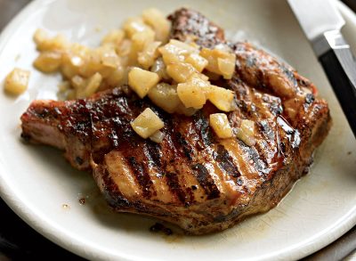 Paleo teriyaki pork chop with apple