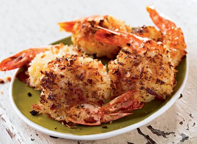 Healthy coconut shrimp