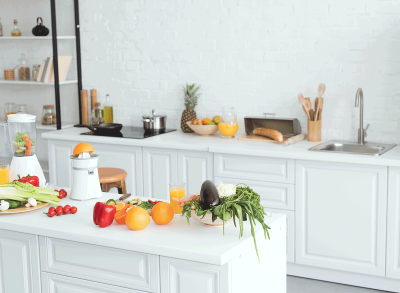 fruit and veggies sitting out on counter