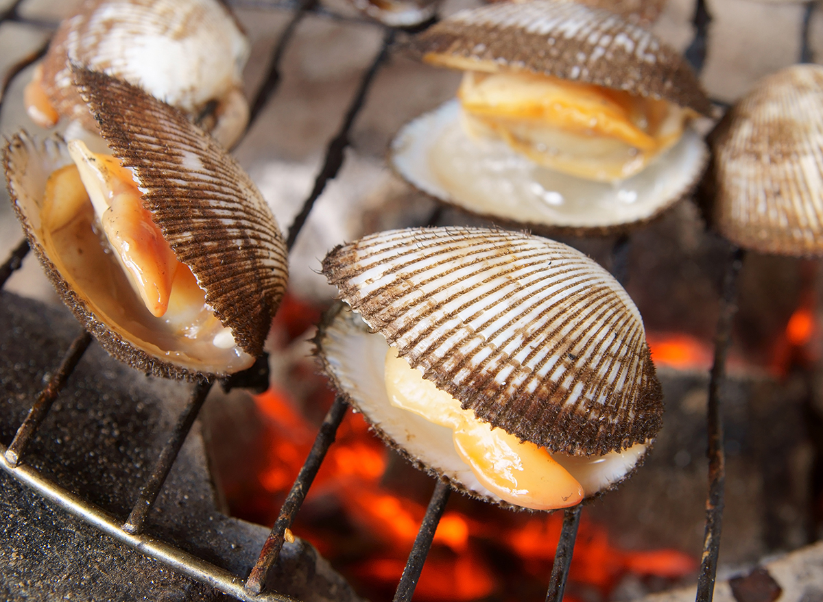 clams still in shell on grill