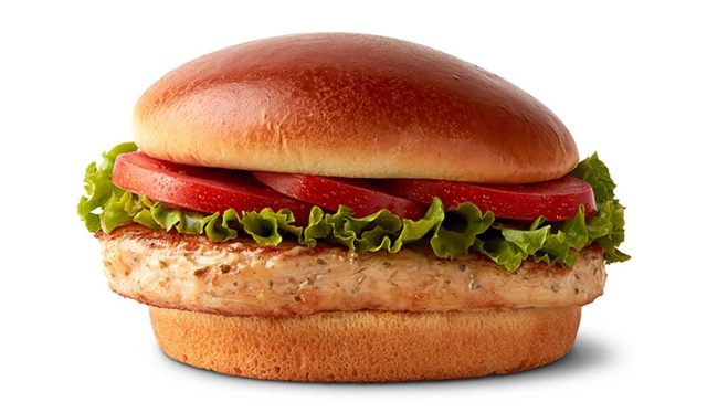 mcdonalds artisan grilled chicken sandwich on white background