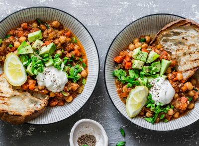 Southwestern chili chickpeas avocado yogurt bread