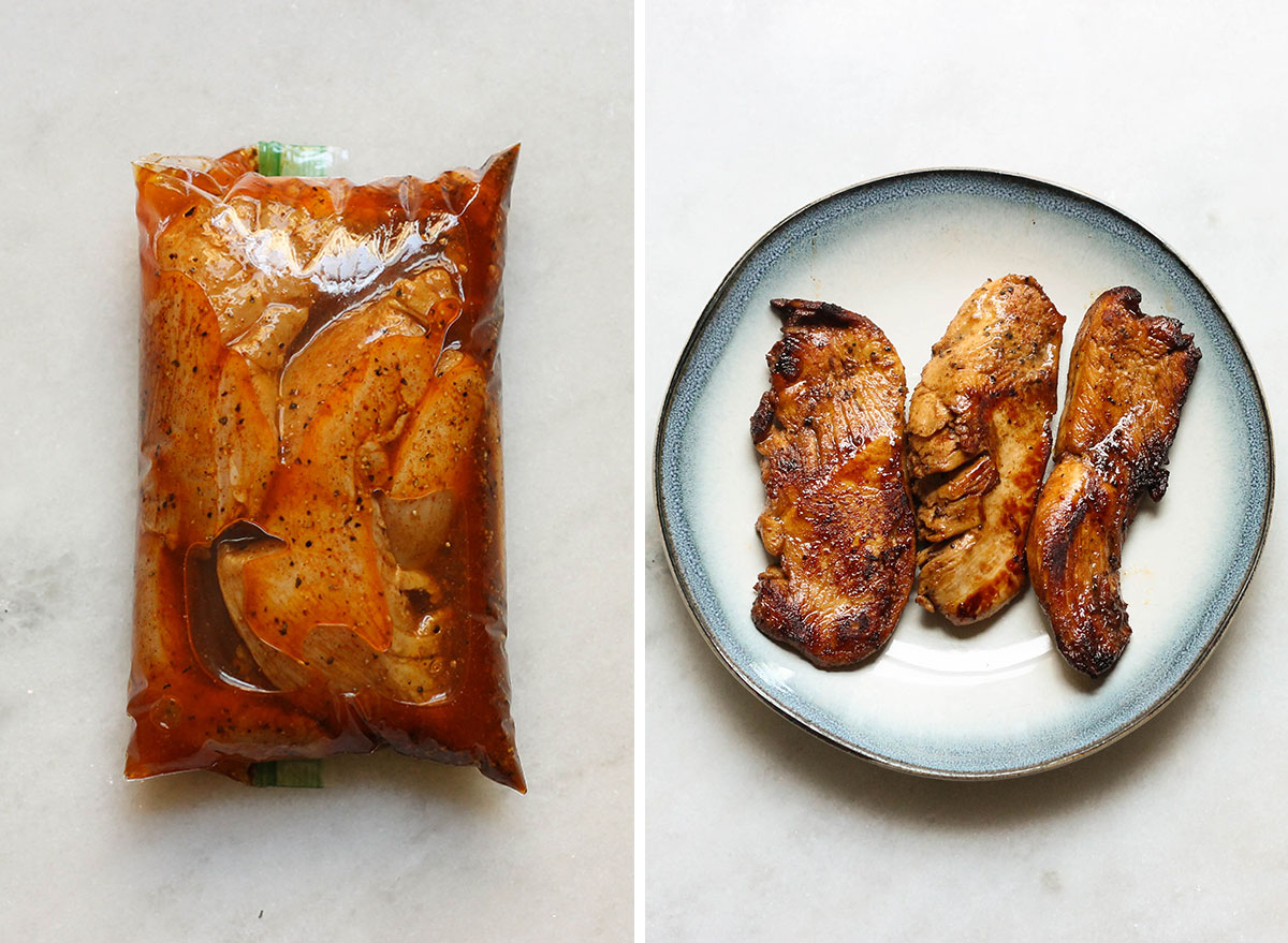 Chicken fajita before and after