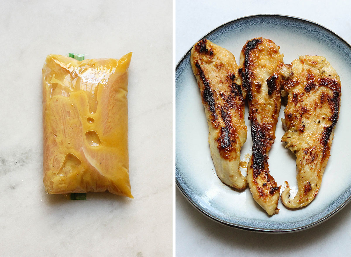 Honey mustard before and after.