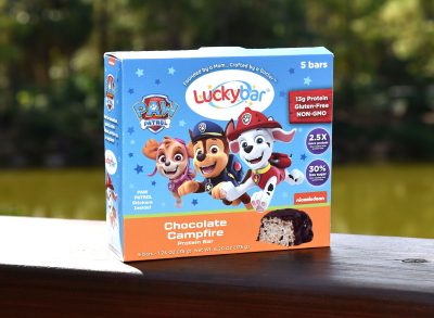 Luckybar paw patrol protein bar chocolate campfire