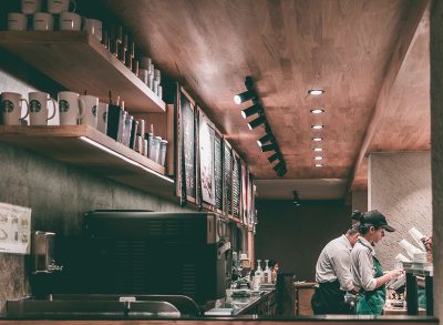 Starbucks baristas working