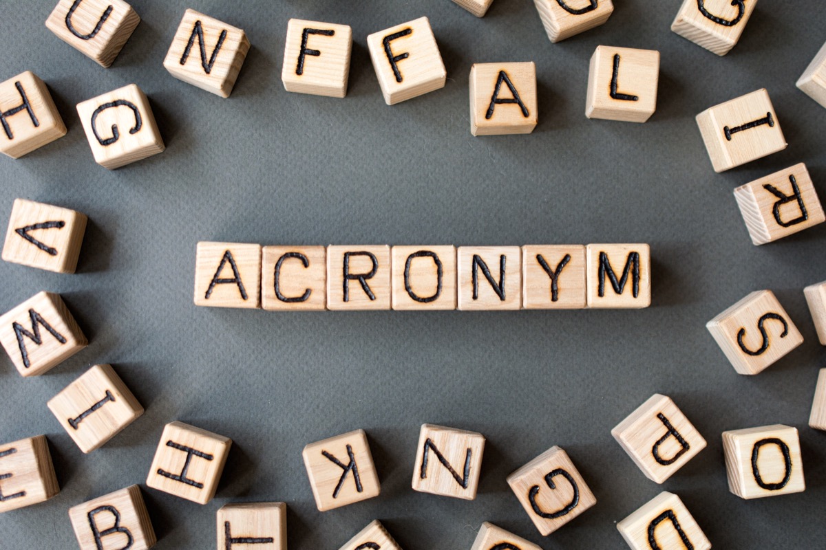 the word acronym wooden cubes