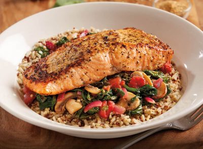 enlightened roasted salmon quinoa bowl bjs brewhouse