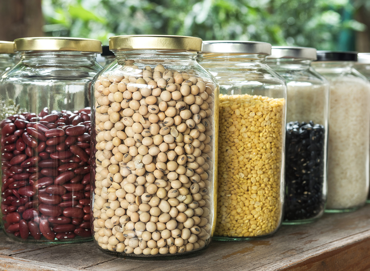 glass jars to store beans