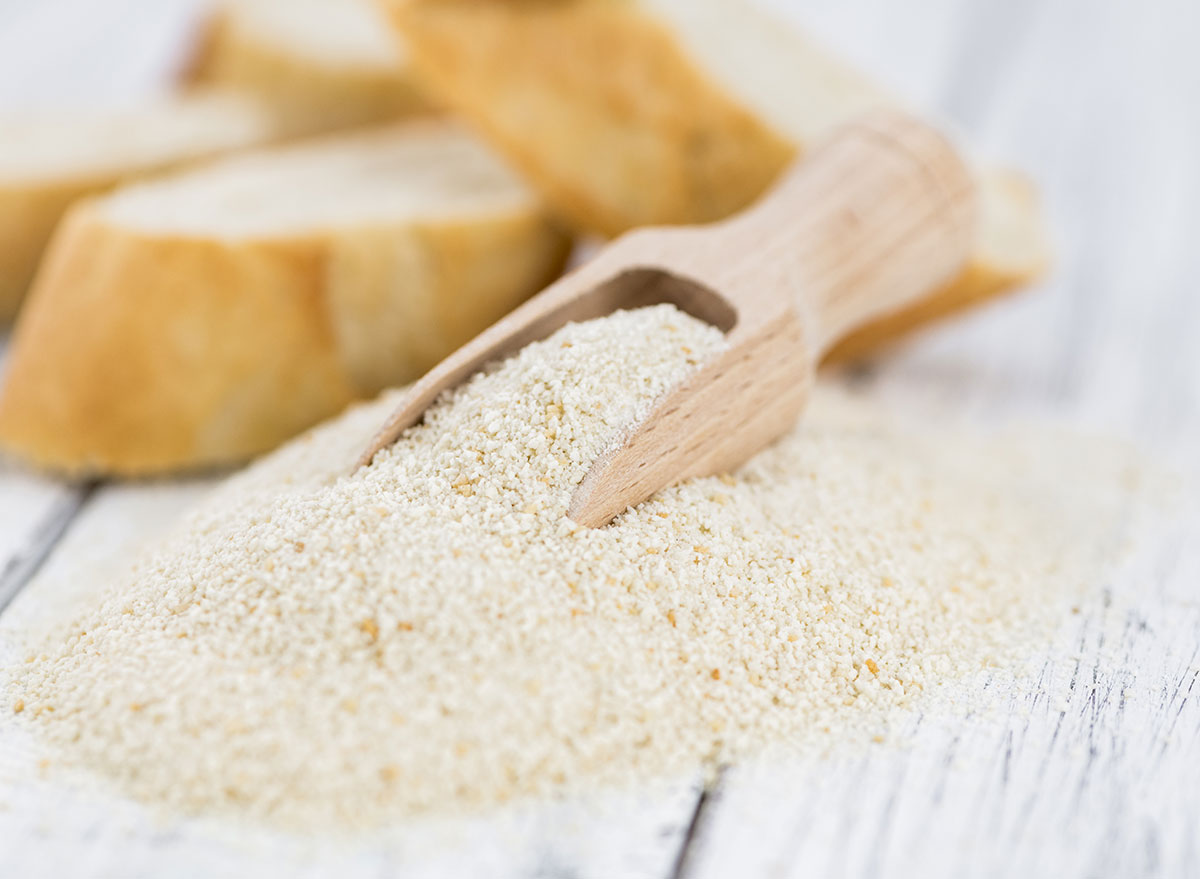 breadcrumbs with wooden spoon