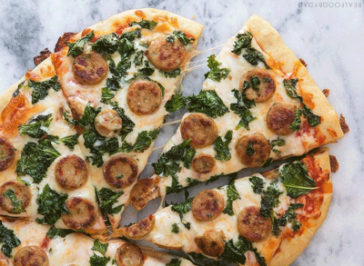 balsamic kale sausage chicken pizza