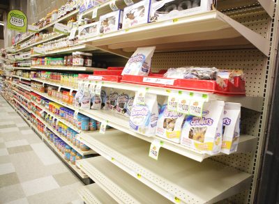 Empty grocery store shelves