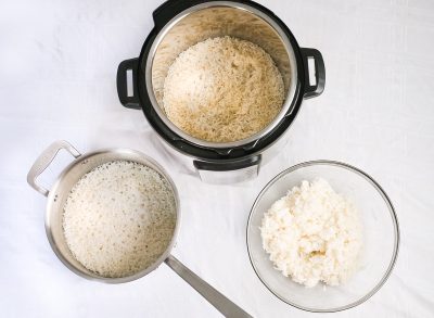 three different ways of cooking rice