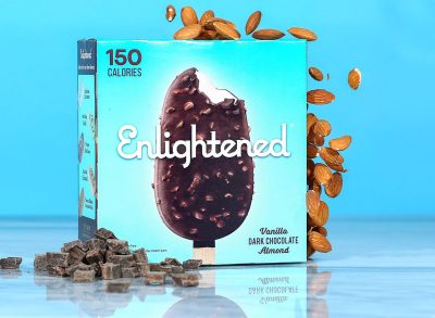 Enlightened vanilla dark chocolate almond low sugar low calorie ice cream bars