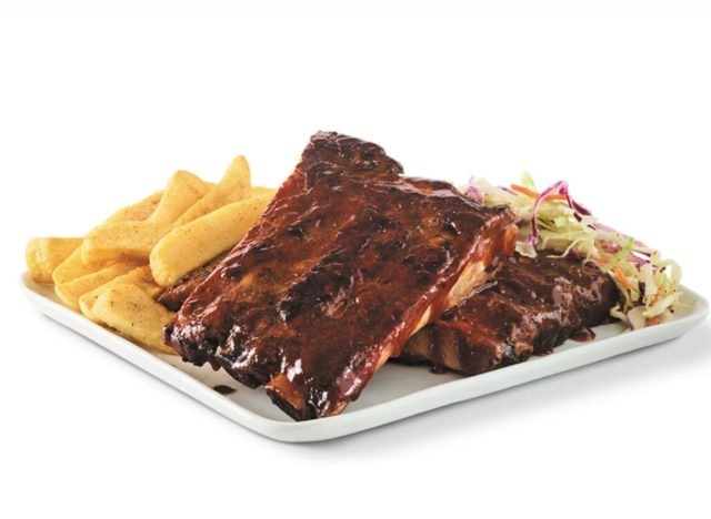 Whiskey glazed ribs from Red Robin on a white background
