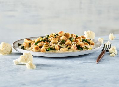 cauliflower gnocchi with roasted garlic cream sauce