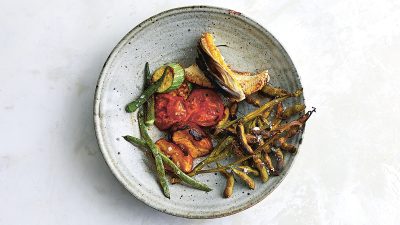 roasted summer vegetables on a plate