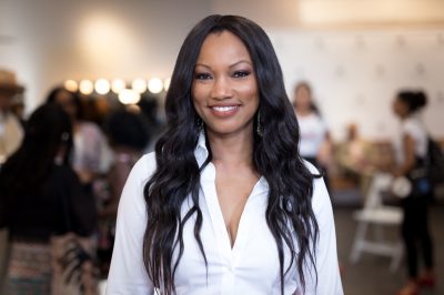 garcelle beauvais in white button-down shirt