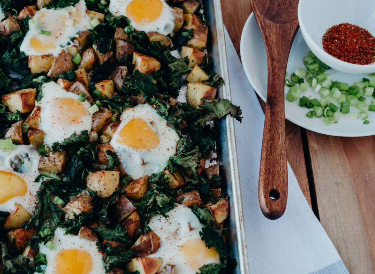 Breakfast Kale and Potato Sheet Pan