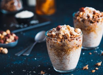 cups of oatmeal with healthy toppings