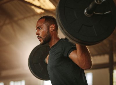 man doing barbell exercise