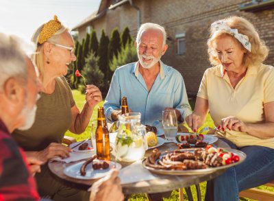 older people eating together