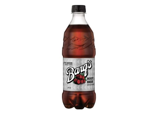 bottle of Barq's root beer on a white background