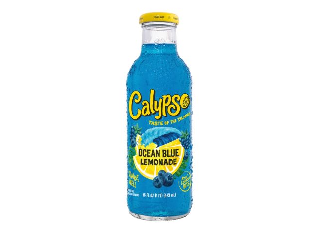 bottle of blue lemonade on a white background