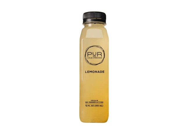 bottle of PUR lemonade on a white background