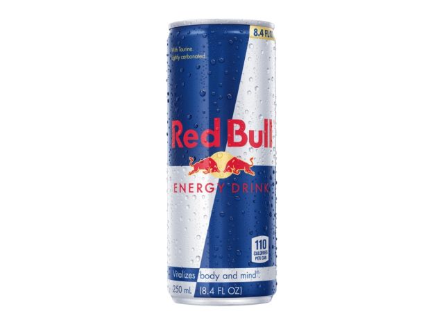 can of red bull on a white background
