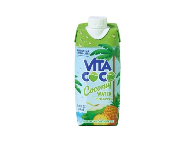 carton of pineapple flavored coconut water