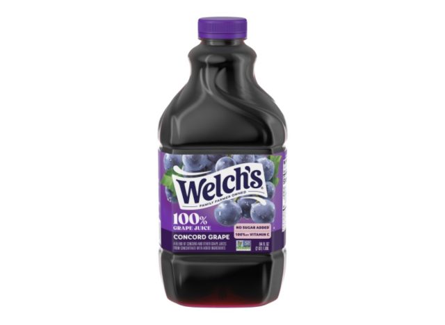 bottle of Welch's grape juice on a white background
