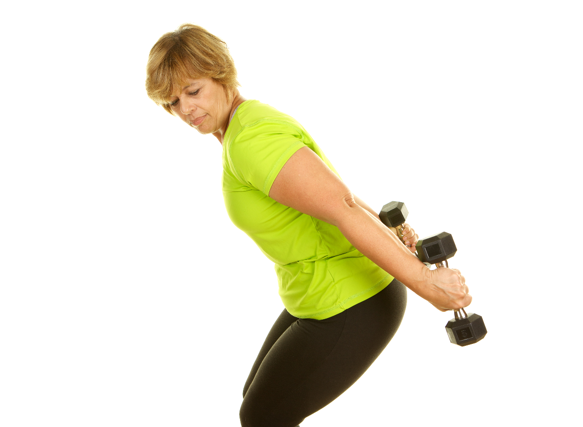 Lose arm fat online using dumbbells