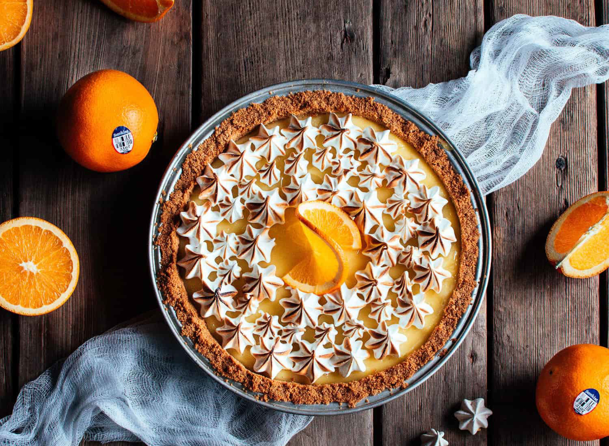 sunkist navel orange meringue pie with graham cracker crust