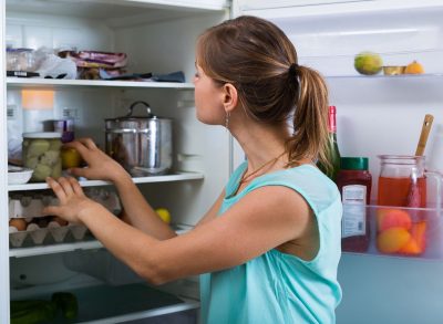 cleaning the fridge