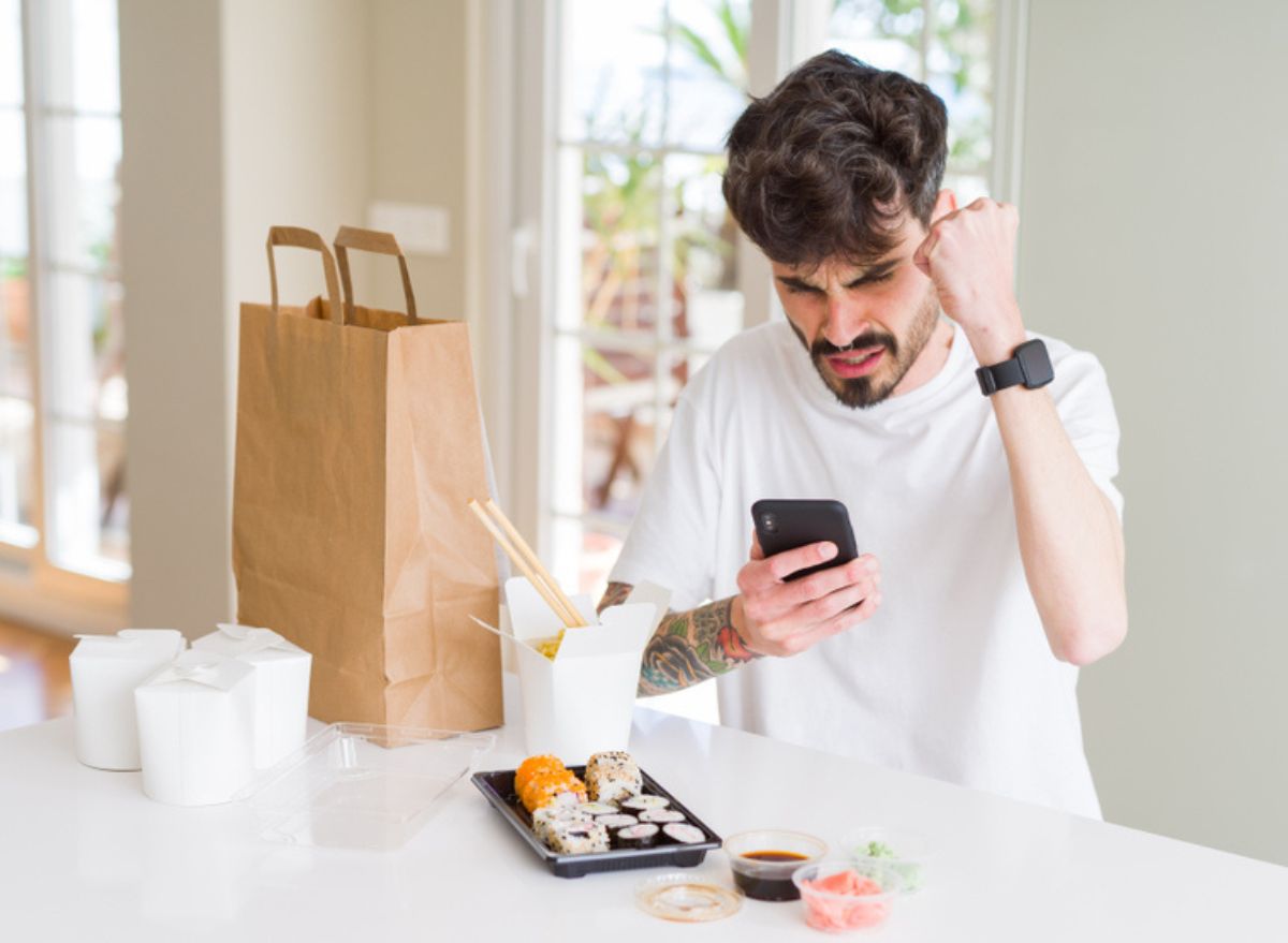 food delivery angry man