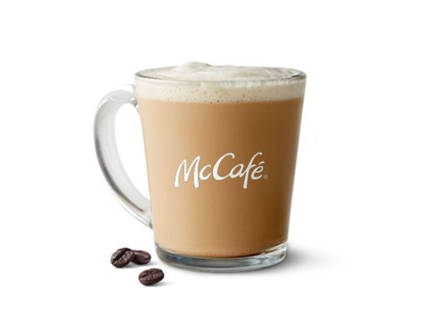 McCafe Latte in a glass cup