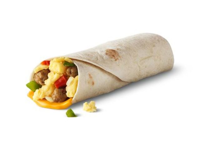 McDonald's Sausage Burrito on a white background