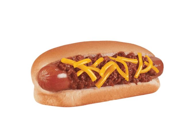 chili cheese dog from Dairy Queen on a white background
