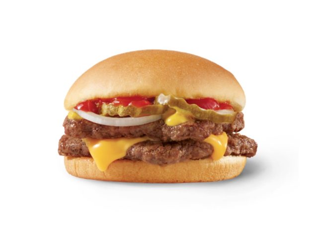 wendy's double stack burger on a white background
