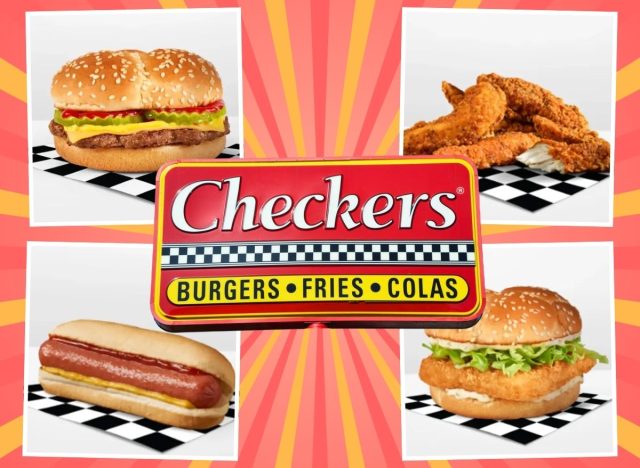 checker's sign and food items 
