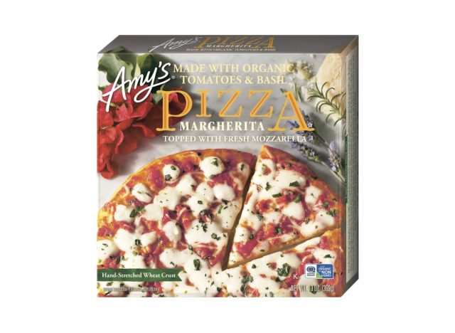 box of Amy's Margarita Pizza on a white background