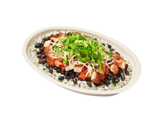 High-Protein Bowl from Chipotle on a white background