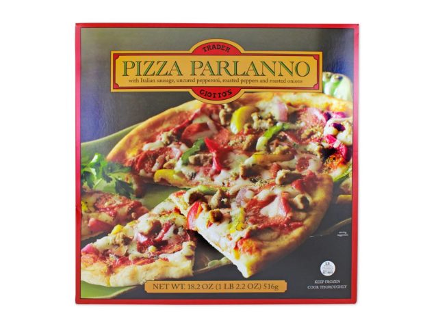 box of Trader Joe's Pizza Parlanno on a white background