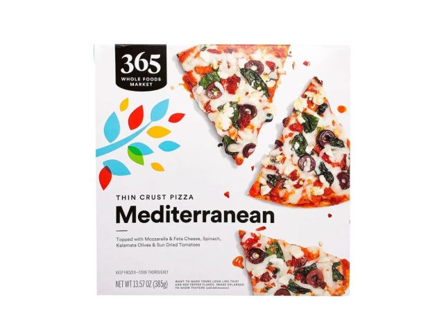 box of Whole Foods Mediterranean Pizza