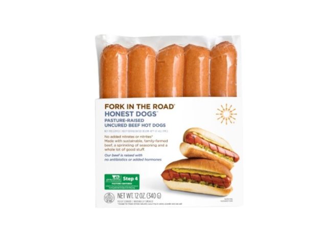 package of hot dogs on a white background